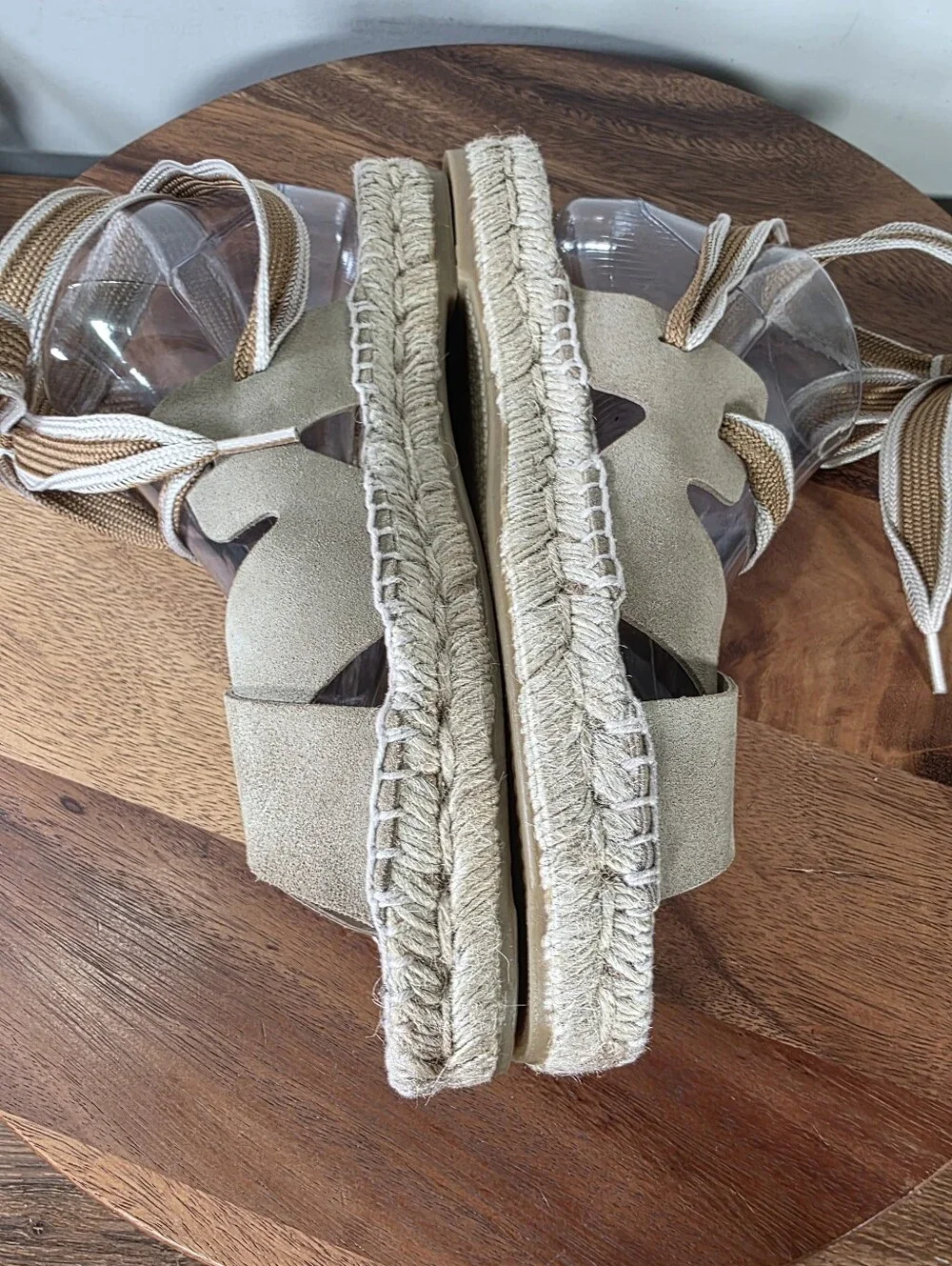 Palomitas Paloma Barcelo Aintza Suede Ribbon Wrap Espadrille Sandals Size 41
